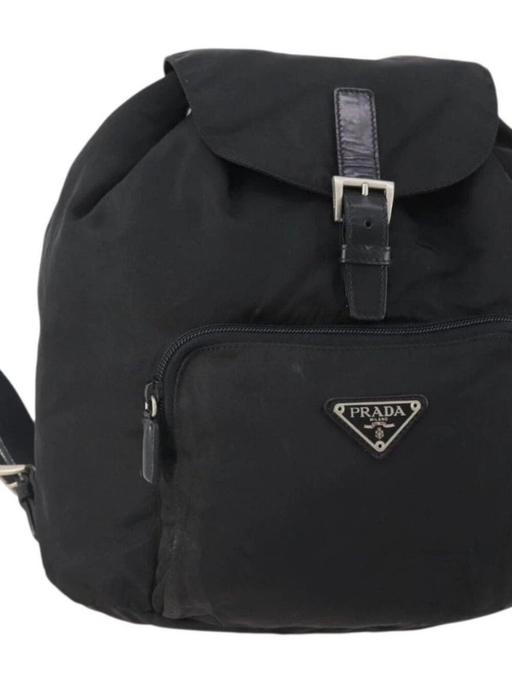 PRADA Backpack Nylon Black Silver Auth 174569